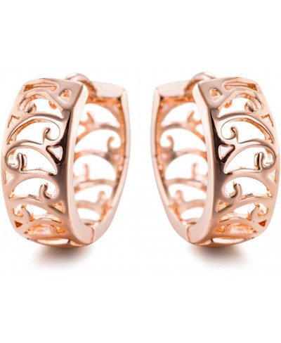 Elegant Simple Design Rose Gold Plated Small Hollow Hoop Earrings for Women $9.72 Hoop