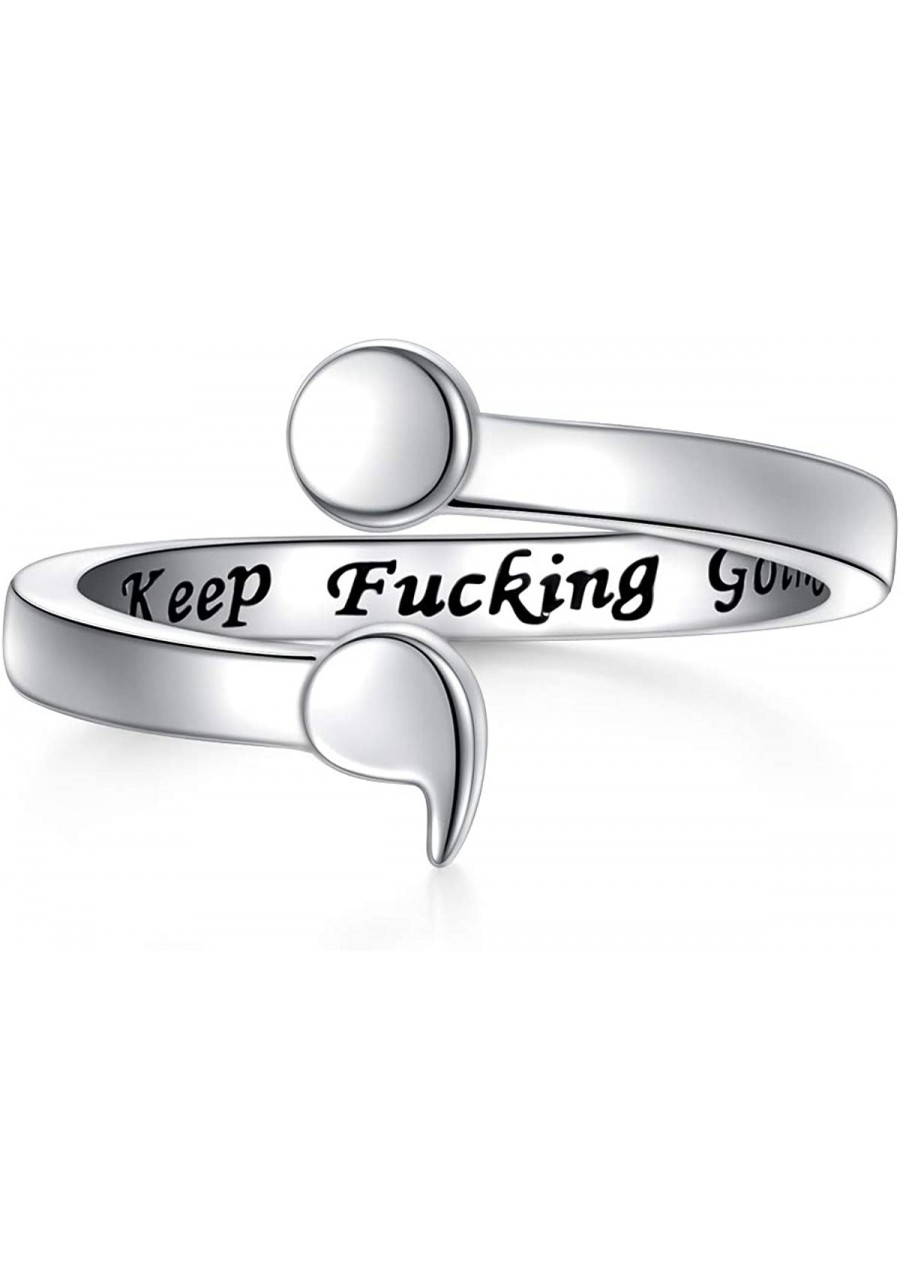 Sterling Silver Keep Going Semicolon Ring Your Story Isn't Over Jewelry for Women Size 5-10 $26.82 Bands