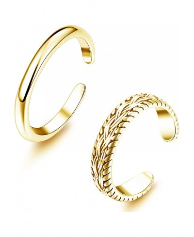 2 PCS Sterling Silver Toe Ring for Women Girls Retro Vintage Design Adjustable Ring Set $11.91 Toe Rings