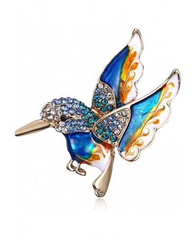 Antique Gold Tone Enamel Bird Hummingbird Multi Color Austrian Crystal Pin Brooch Jewelry for Women Christmas Gift $14.20 Bro...