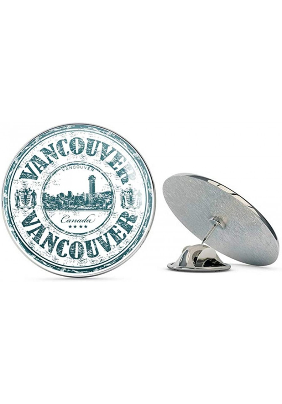 Vancouver Canada Round Metal 0.75" Lapel Pin Hat Shirt Pin Tie Tack Pinback $11.19 Brooches & Pins