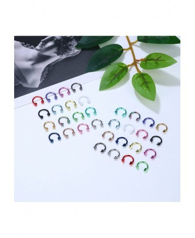 32PCS 16G Horseshoe Septum Rings Stainless Steel Nose Circular Barbells Rings Cartilage Tragus Helix Eyebrow Colorful Daith E...