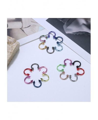 32PCS 16G Horseshoe Septum Rings Stainless Steel Nose Circular Barbells Rings Cartilage Tragus Helix Eyebrow Colorful Daith E...