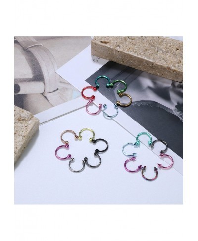 32PCS 16G Horseshoe Septum Rings Stainless Steel Nose Circular Barbells Rings Cartilage Tragus Helix Eyebrow Colorful Daith E...