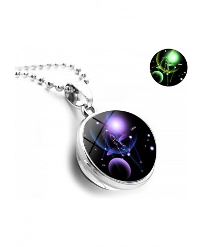 Silver Zodiac Neckalce Adjustable 12 Constellation Round Pendant Luminous Beaded Necklace Horoscope Astrology Necklace $13.45...