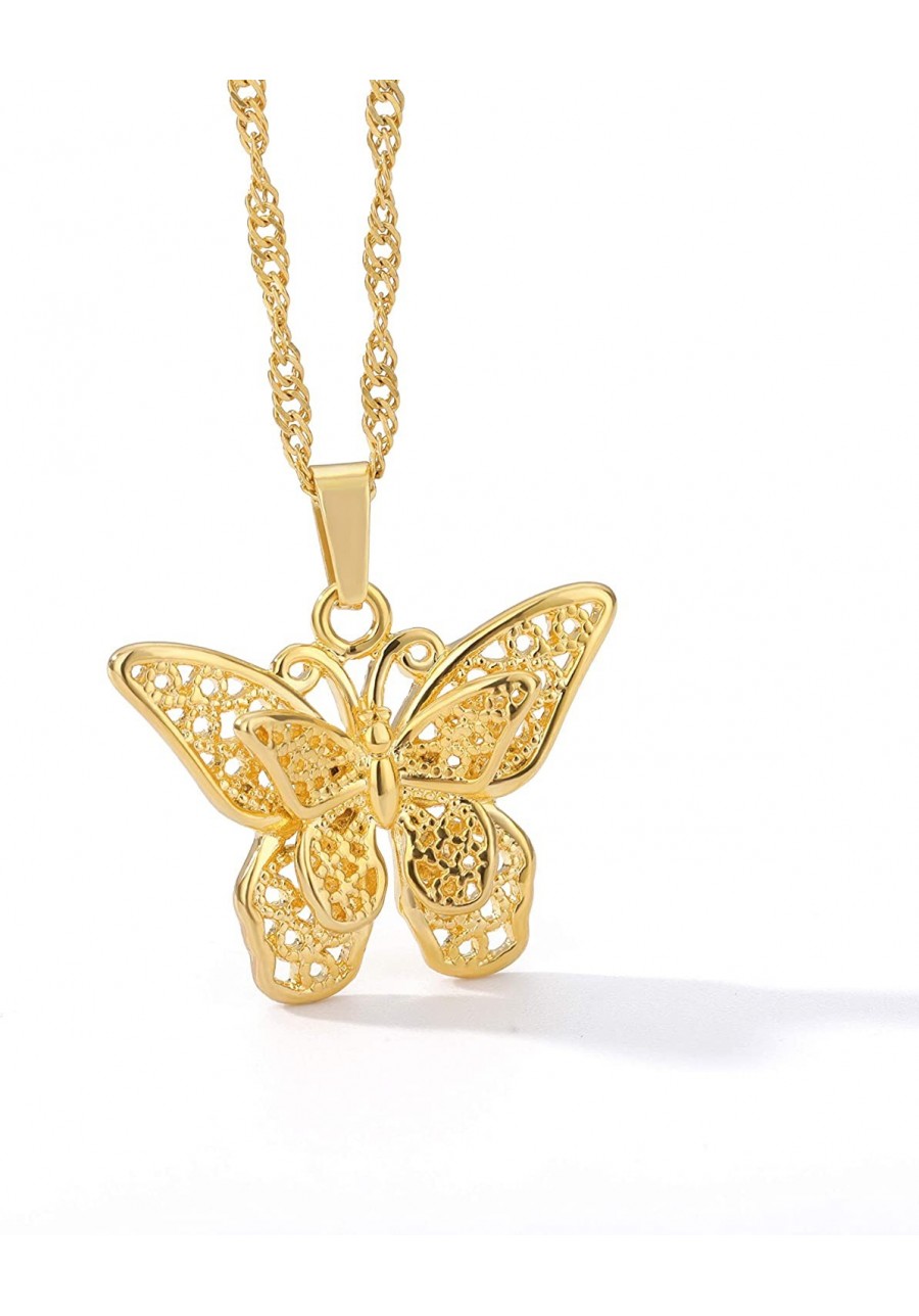 Butterfly Pendant Necklace Women Choker 18k Gold Plated Chain Jewelry for better hoping in the future 18 Inch as a gift for w...