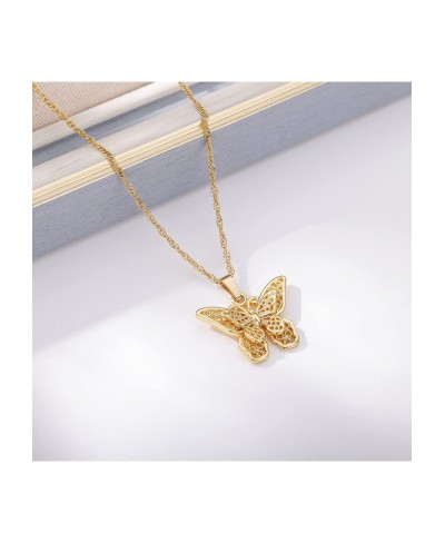 Butterfly Pendant Necklace Women Choker 18k Gold Plated Chain Jewelry for better hoping in the future 18 Inch as a gift for w...