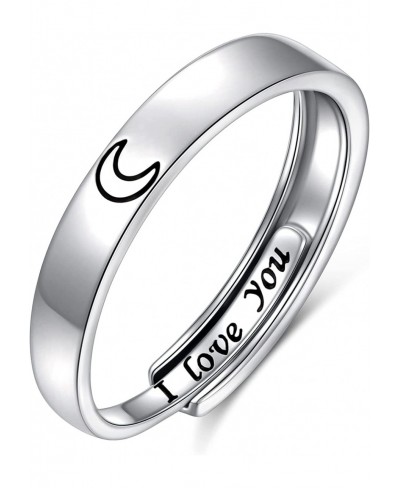 925 Sterling Silver Sun and Moon Matching Rings One Ring Adjustable Suitable for Men Women Couples Rings Engraved I Love You ...
