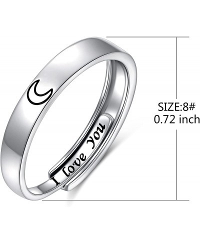 925 Sterling Silver Sun and Moon Matching Rings One Ring Adjustable Suitable for Men Women Couples Rings Engraved I Love You ...