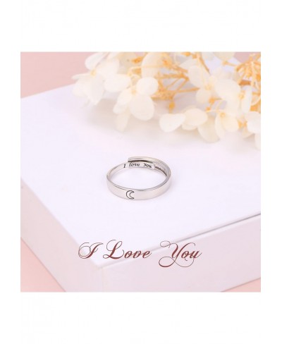 925 Sterling Silver Sun and Moon Matching Rings One Ring Adjustable Suitable for Men Women Couples Rings Engraved I Love You ...