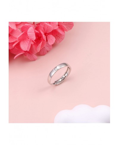 925 Sterling Silver Sun and Moon Matching Rings One Ring Adjustable Suitable for Men Women Couples Rings Engraved I Love You ...