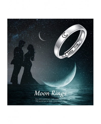 925 Sterling Silver Sun and Moon Matching Rings One Ring Adjustable Suitable for Men Women Couples Rings Engraved I Love You ...