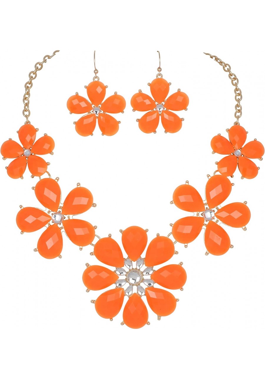 Shiny Flower Statement Collar Necklace with Earrings $15.96 Collars