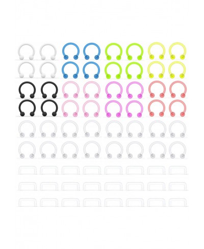 72Pcs Septum Retainer 16G Clear Bioflex Septum Rings Flexible Plastic Septum Nose Hoop Piercing Jewelry for Women Men 8-10mm ...