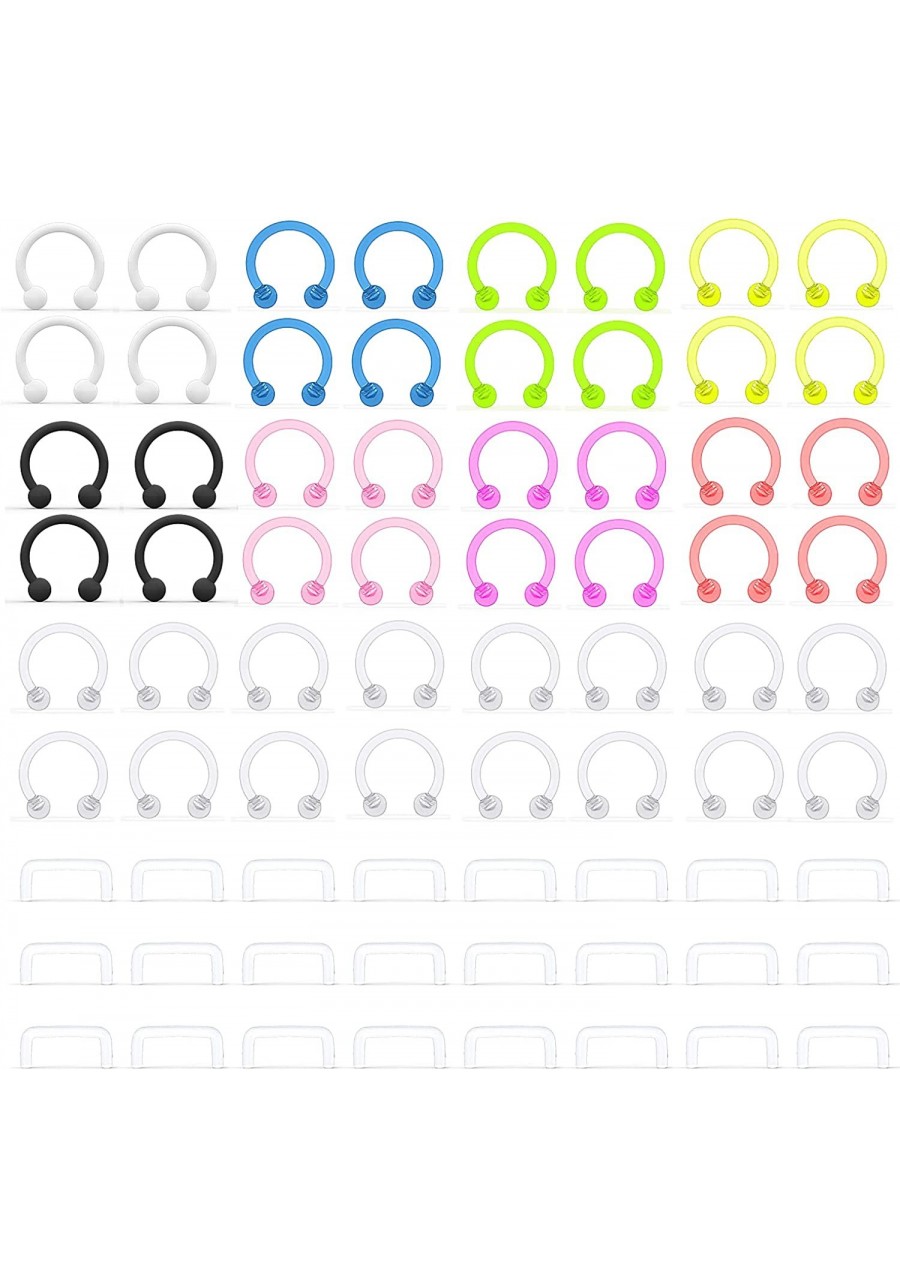 72Pcs Septum Retainer 16G Clear Bioflex Septum Rings Flexible Plastic Septum Nose Hoop Piercing Jewelry for Women Men 8-10mm ...