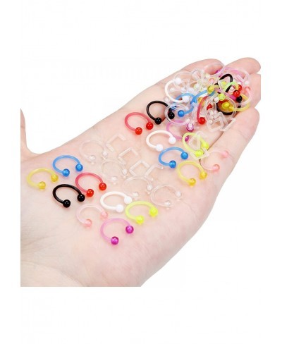 72Pcs Septum Retainer 16G Clear Bioflex Septum Rings Flexible Plastic Septum Nose Hoop Piercing Jewelry for Women Men 8-10mm ...