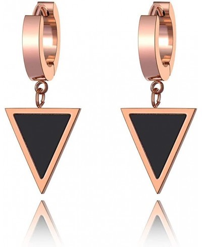 Stainless Steel Geometric Triangle Earrings Black Acrylic Clip Earrings $6.85 Clip-Ons