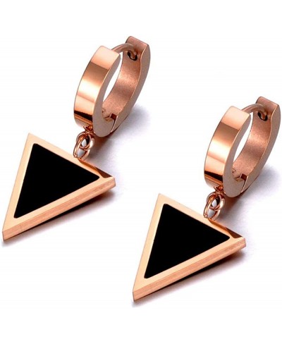 Stainless Steel Geometric Triangle Earrings Black Acrylic Clip Earrings $6.85 Clip-Ons