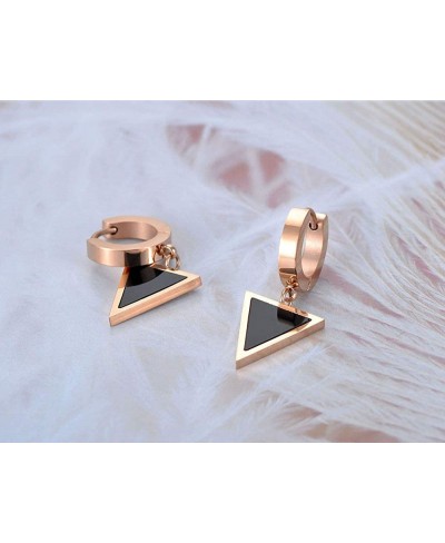 Stainless Steel Geometric Triangle Earrings Black Acrylic Clip Earrings $6.85 Clip-Ons