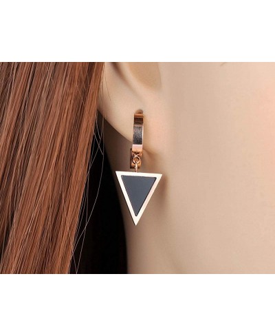 Stainless Steel Geometric Triangle Earrings Black Acrylic Clip Earrings $6.85 Clip-Ons