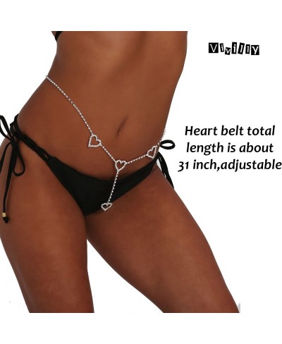 Rhinestone Heart Waist Chains Silver Crystal Belly Chain Sparkly Chain Belt for Women $8.95 Body Chains