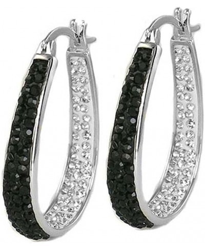 Crystal Inside Out Hoop Earrings Half Black and Half White $33.43 Hoop