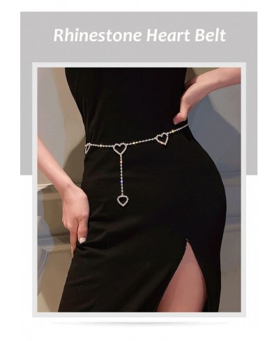 Rhinestone Heart Waist Chains Silver Crystal Belly Chain Sparkly Chain Belt for Women $8.95 Body Chains