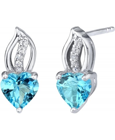 925 Sterling Silver Heart Stud Earrings for Women in Various Gemstones $33.18 Stud