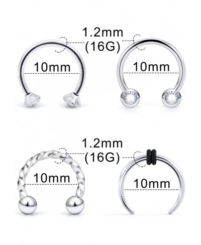 16G 316L Stainless Steel Nose Rings Cartilage Ear Septum Piercings Helix Tragus Horseshoe 10mm 18Pcs-24Pcs $17.02 Piercing Je...