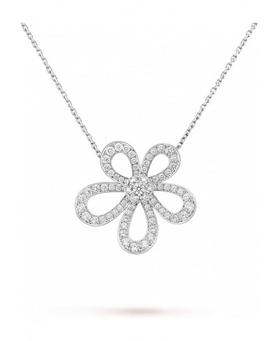 Womens Vintage Flowerlace Diamond White Gold AU750 Necklace for Women Ladies $49.46 Pendant Necklaces