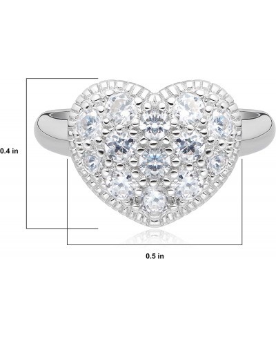 .925 Sterling Silver Pavé-Set Cubic Zirconia Heart Ring $20.51 Statement