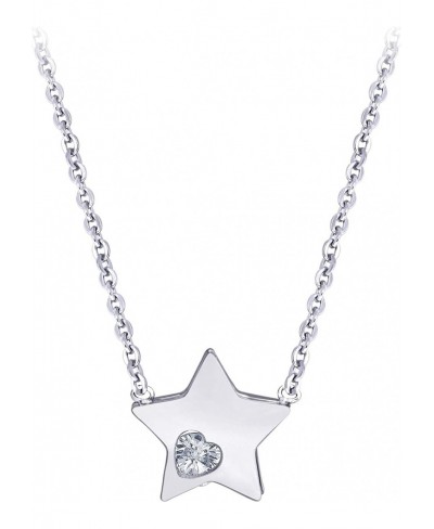 Stainless Steel Dainty CZ Star Necklace Pendant for Women & Girls $13.19 Chokers