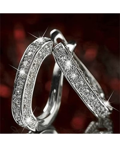Womens Luxury Diamond Earrings Three-Sided Full-drilled Rhinestone Ear Clips Fashion Shiny Jewelry Gifts for Wife Friends $8....