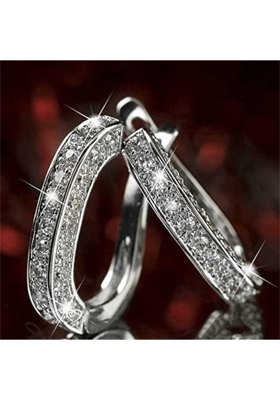 Womens Luxury Diamond Earrings Three-Sided Full-drilled Rhinestone Ear Clips Fashion Shiny Jewelry Gifts for Wife Friends $8....