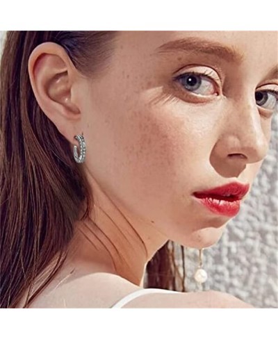 Womens Luxury Diamond Earrings Three-Sided Full-drilled Rhinestone Ear Clips Fashion Shiny Jewelry Gifts for Wife Friends $8....