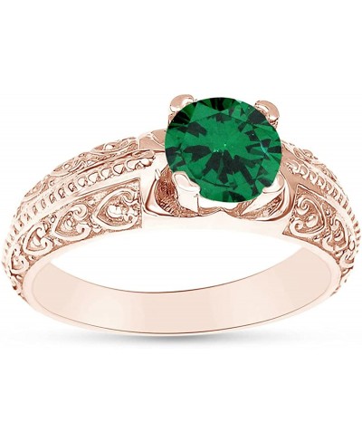 Round Shape Simulated Birthstone Engagement Ring In 14K Rose Gold Over 925 Sterling Silver $46.04 Statement