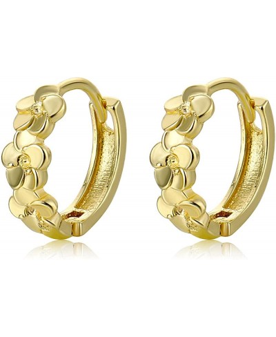 14K Silver Plated 3-Flowers Sweet Cute Small Hoop Earrings for Women Girls $13.53 Hoop