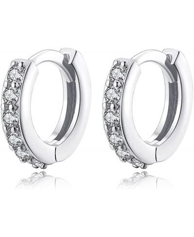 Cubic Zirconia Pave Cz Hoop Earrings Huggie Tiny Mini Small for Cartilage Sterling Silver Gold Plated 11mm 9mm 8mm 7mm Hoop E...