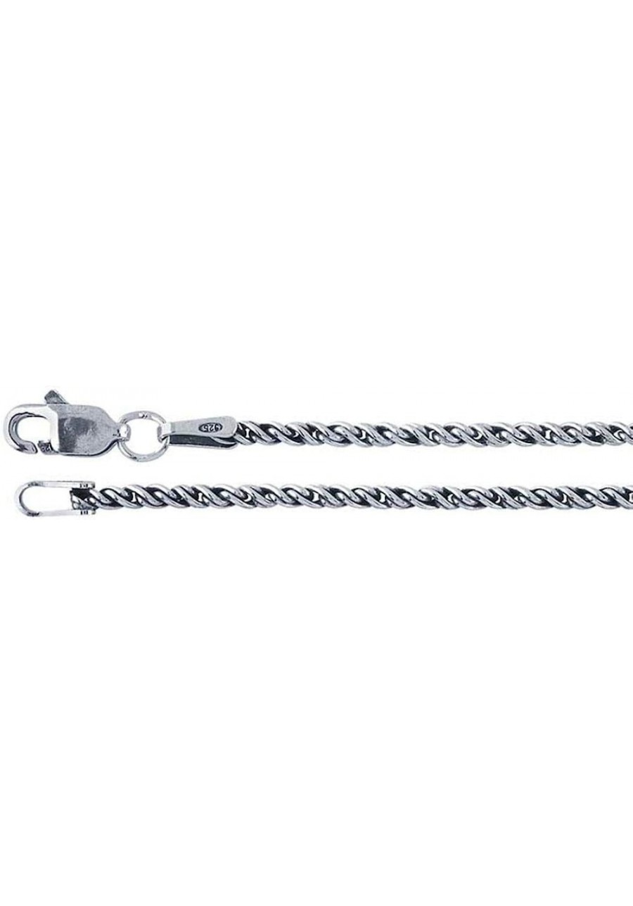 1.6mm Sterling Silver Oxidized Reverse Rope Chain Necklace with Lobster Claw Clasp $36.30 Chains
