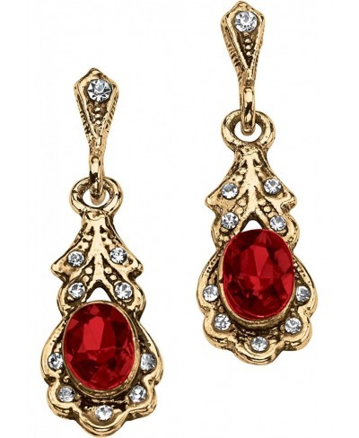 Goldtone Antiqued Oval Cut Simulated Birthstone Drop Earrings $21.48 Drop & Dangle