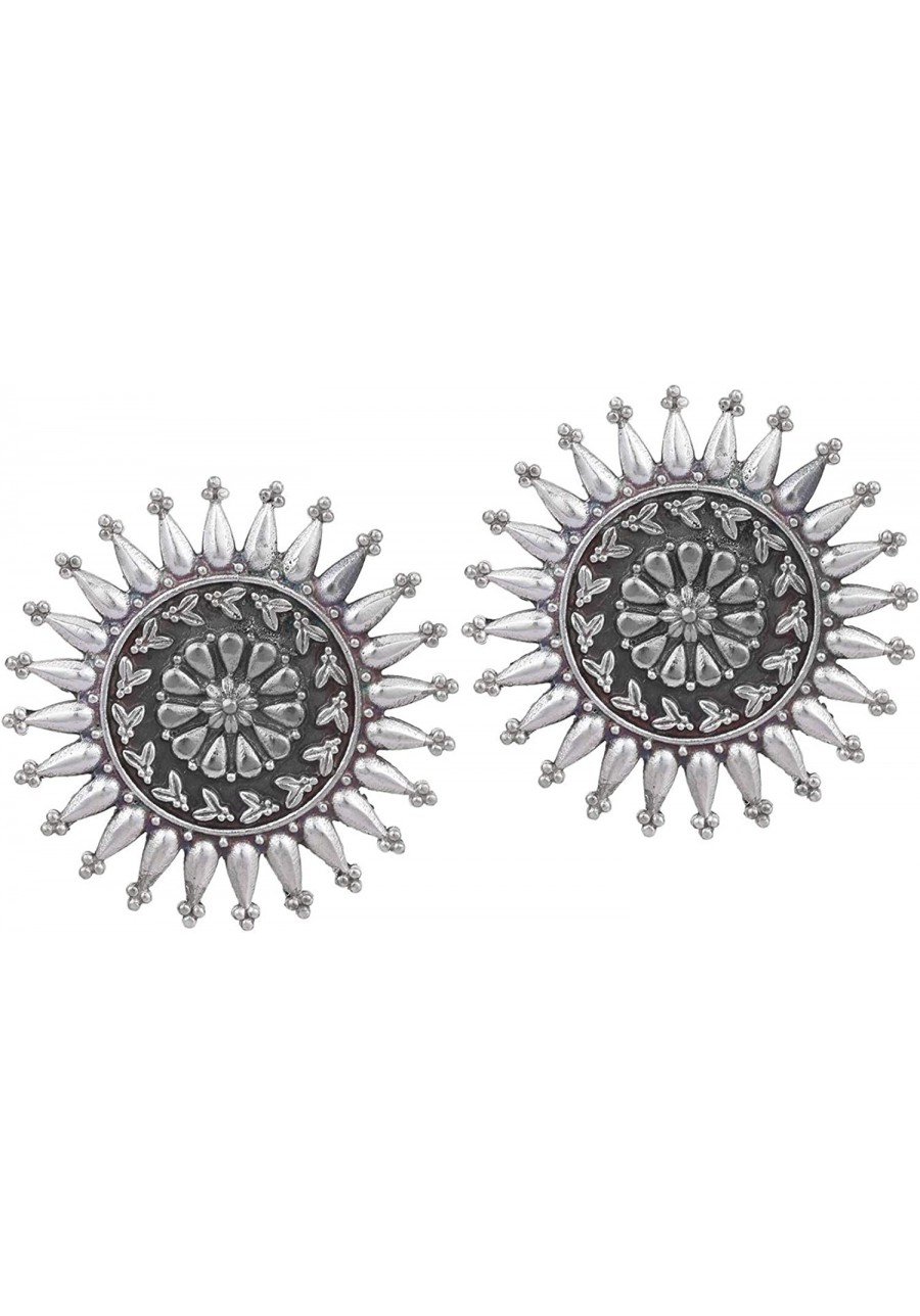 Dual Tone Oxidized Boho Afghan Indian Stud Earrings Ethnic Vintage Bollywood Fashion Jewelry for Women (Design-5) $15.59 Stud