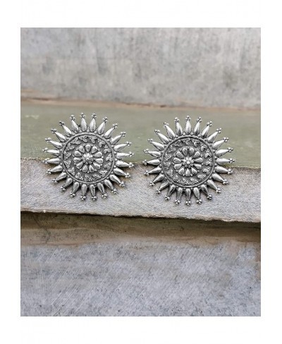 Dual Tone Oxidized Boho Afghan Indian Stud Earrings Ethnic Vintage Bollywood Fashion Jewelry for Women (Design-5) $15.59 Stud