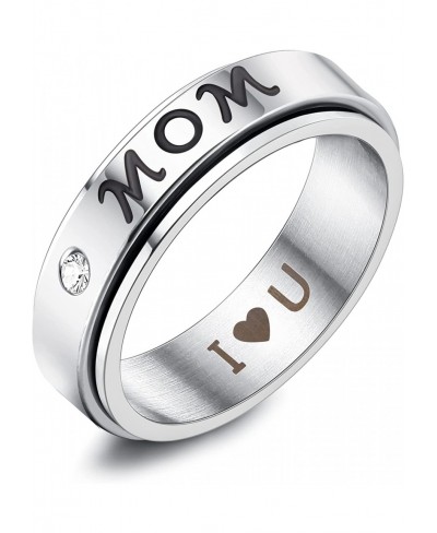 Stainless Steel Mom Dad Spinner Ring for Women Men Fidget Band Rings Ring for Stress Relieving Wedding Promise Size 5-12 $9.3...