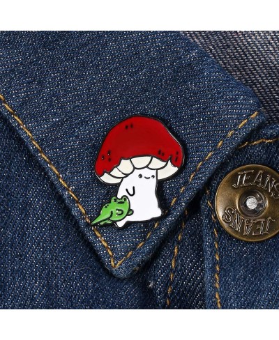 Mushroom and Frog Hard Enamel Pins - Cute Kawaii Nature Outdoors Lapel Pins Badge Brooch pins for women $8.26 Brooches & Pins