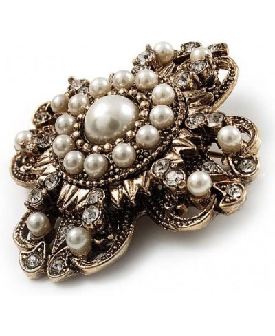 Vintage Filigree Simulated Pearl Cross Brooch (Antique Gold) $17.70 Brooches & Pins