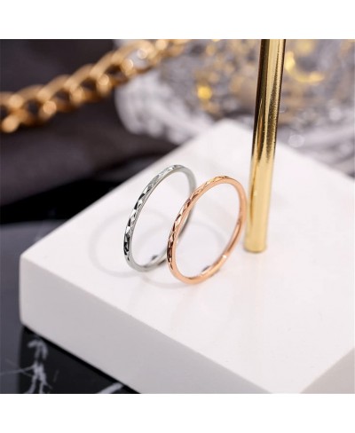 Stainless Steel 1MM Thin Midi Stacking Rings Shiny Silver Rose Gold Engagement Wedding Band for Women Girls $12.34 Engagement...