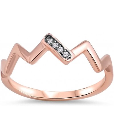 Pointed Chevron White CZ Rose Gold-Tone Ring 925 Sterling Silver Band Sizes 3-10 $17.09 Bands