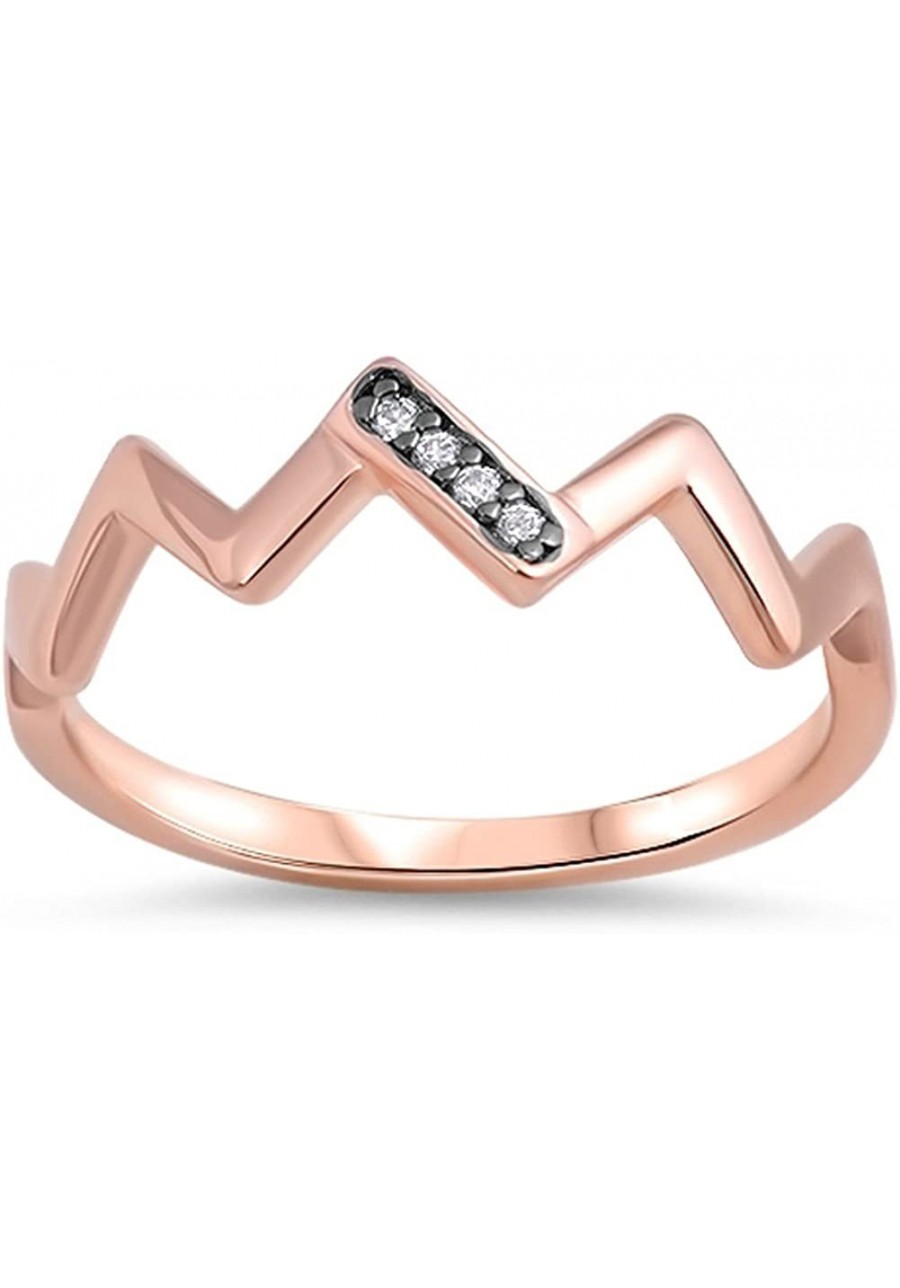 Pointed Chevron White CZ Rose Gold-Tone Ring 925 Sterling Silver Band Sizes 3-10 $17.09 Bands