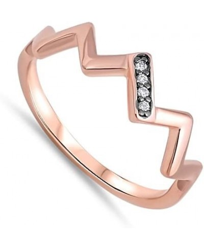 Pointed Chevron White CZ Rose Gold-Tone Ring 925 Sterling Silver Band Sizes 3-10 $17.09 Bands