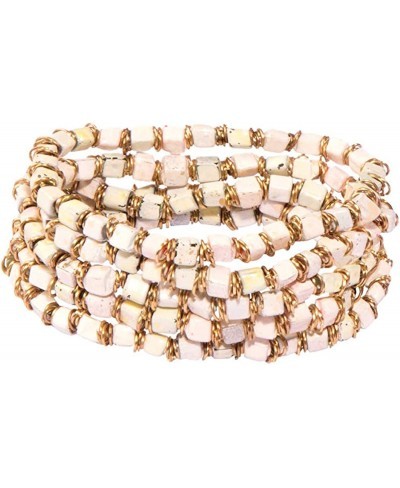 Ivory Colour Five Rows Streachble Bracelet With Gold Metal $10.71 Bangle